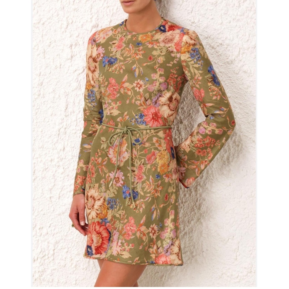 Zimmermann Green Floral Print
Linen August Bias Mini Dress size OP - Picture 3 of 10